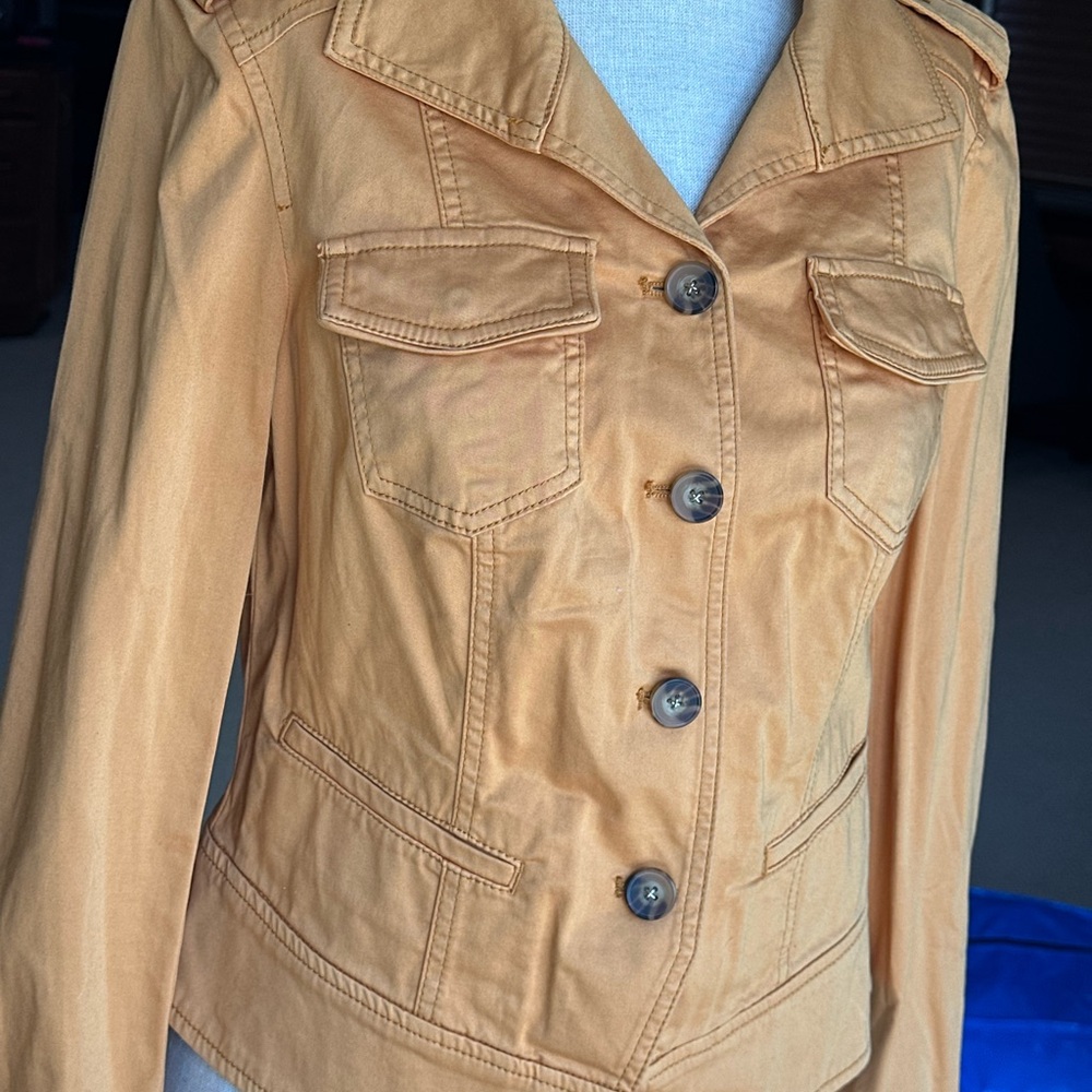 White House Black Market Yellow Utility Jacket - Picture 2 of 8